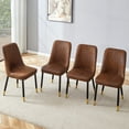 thumbnail image 3 of Brown Suede-like Velvet Dining Chair Set (Four-Pack)Black Metal legs,dinning chairs,brown., 3 of 9