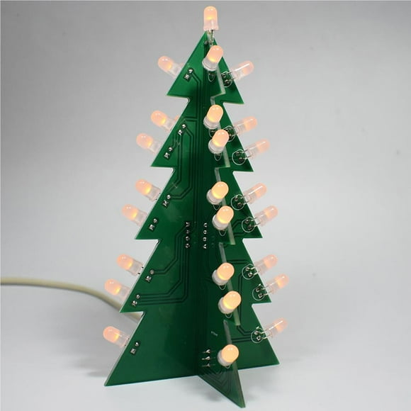 yingyy Kit d'Apprentissage Assemblage Électronique Arbre de Noël LED 3D Clignotant Lumières pour Enfants Adolescents Fête à la Maison Cadeau Jaune