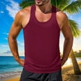 thumbnail image 2 of YLSDY Mens Ribbed Knit Tank Tops Big and Tall Casual Sleeveless Y-Back Summer Beach Muscle T Shirts Gym Workout Undershirts Wine M, 2 of 4