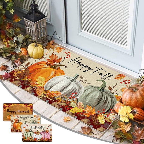 Tapetes de Entrada con Diseño de Calabaza para Halloween | Tapetes Antideslizantes para Baño | 39 X 60 Cm | Poliéster | Multicolor | Base Antideslizante | Alta Absorción de Agua | Lavable a Máquina |