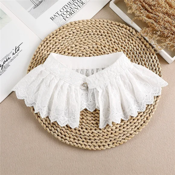 Cuello Falso de Blusa de Cuello Choker Acuchillado Decorado con Encaje Casual