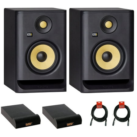 KRK ROKIT 5 G4 5" 2-Way Active Studio Monitor (Pair) Bundle with 2x Auray IP-S Isolation Pad and 2x XLR Cable
