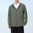 thumbnail image 4 of Siilsaa Men's Sun Protection Jacket Hooded Lightweight Full Zip Long Sleeve Cooling Hiking Fishing Performance Shirts Green,XL, 4 of 5