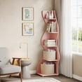 thumbnail image 6 of Tribesigns 5-Tier Corner Shelf, Modern Wavy Corner Bookshelf for Small Space, Living Room, Bedroom (Pink), 6 of 6