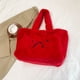 thumbnail image 5 of Bolso Hombro Felpa para Mujer Mano Informal Con Lazo Peludo Compras Suave () Rojo, 5 of 8
