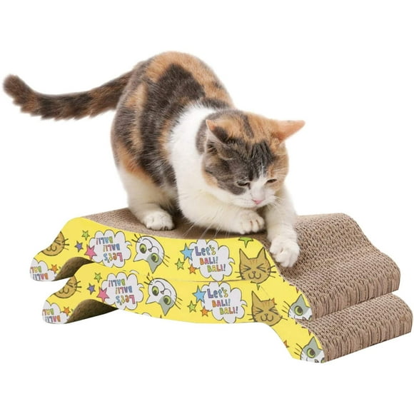 Griffoir pour Chat Carton (2 Pcs) Planche Ondulée à Gratter Canapé/Lit Réversible Jouet pour Soins des Griffes, Anti-Rayure à Double Face Protection des Meubles (43x22x4 cm)