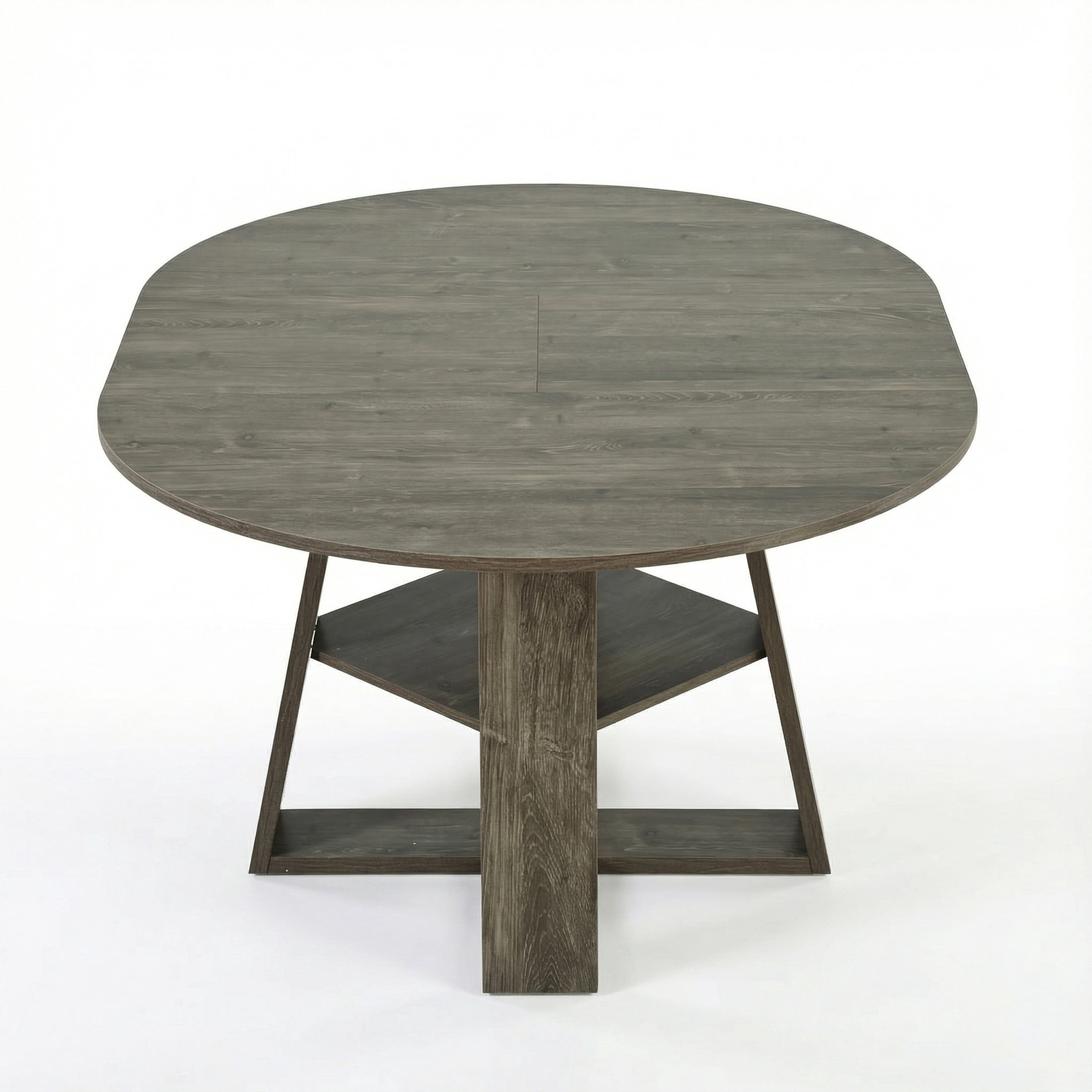 Noble House 43.3 - 59 Inch Extendable Round Dining Table with Storage Shelf, Natural