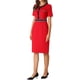 thumbnail image 4 of Vestido de tubo para mujer INSPIRE CHIC de manga corta, elegante, con contraste de color, vestido midi para el trabajo, M rojo, 4 of 6