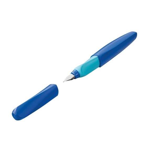 Pelikan Twist Fountain Pen with 1 Ink Cartridge, Medium Nib, Deep Blue, Boxed