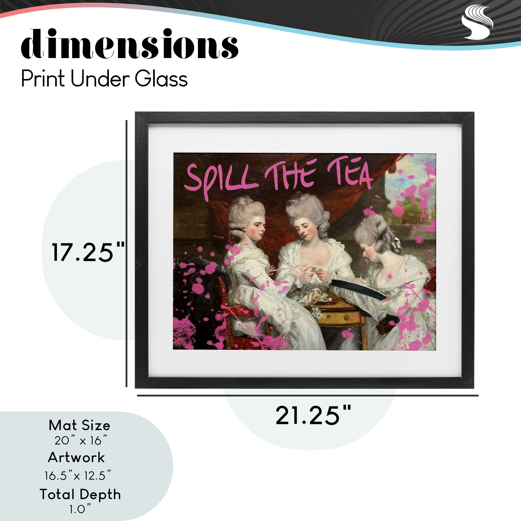Stupell Industries Spill The Tea Iconic Ladies Black Framed Print Under Glass, design by Grotto Studios