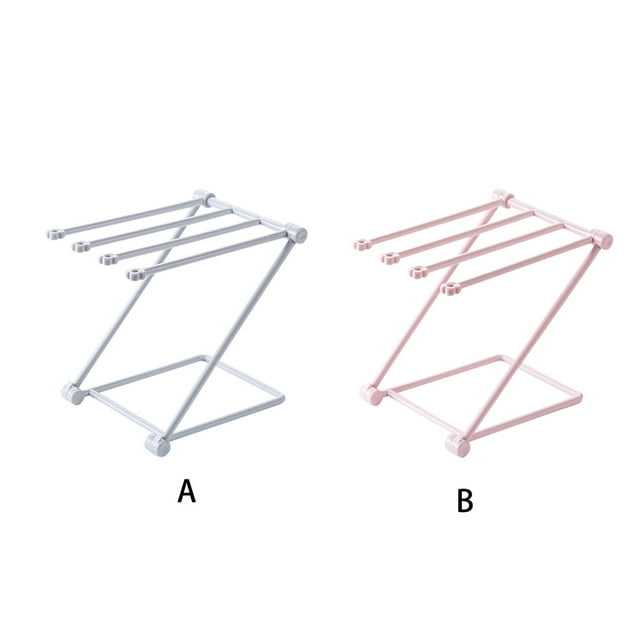Towel Rack Holder Drying Storage Organizer Foldable Dish Washing Cup Stands Multifunctional Cupboard Hanger Bathroom Shelves Tool Accessories Gray