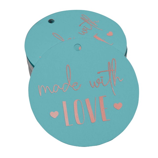 Inkdotpot Pack Of 50 Made With Love Text Favor Paper Tags Craft Real Rose Gold Foil Hang Tags
