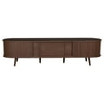 thumbnail image 6 of 70 Inch Mid Century Modern TV Stand with Tambour Doors, for Up to 80 Inch TVs, Entertainment Console with Power Outlet & Drawers, Dark Brown Media Center for Living Room, 6 of 12