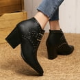 thumbnail image 5 of Oyedens Ankle Boots for Women 2024 Gothic Rivet Pointed Toe Mid Heels Short Dress Ankle Booties Party, 5 of 7