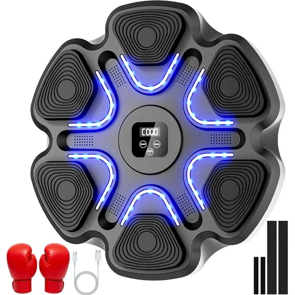 Music Boxing Machine with Bluetooth&LED Display, 9 Training Speeds, Interactive Wall-Mounted Music Punching Machine for Adults&Kids,Boxing Machine Suitable for Indoor Workouts,Home,Gym