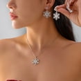 thumbnail image 4 of HPINK-T Christmas Snowflake Necklace Earrings Set,Vintage Snowflake Necklace Earrings Christmas Xmas Jewelry for Women, 4 of 15