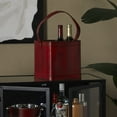 thumbnail image 2 of DecMode 9" x 9" Red Leather 4 Bottles Wine Holder with Carrying Handle, 1-Piece, 2 of 7