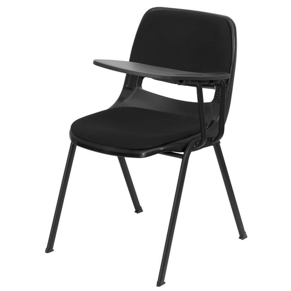 Flash Furniture HERCULES Black Padded Ergonomic Shell Chair with Left Handed Flip-Up Tablet Arm