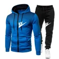 thumbnail image 4 of Nuevos conjuntos de Otoño Invierno de alta calidad para hombre, Sudadera con capucha y pantalones con cremallera, chándal informal, ropa deportiva masculina, ropa cálida, traje de sudor, 4 of 5