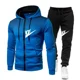 thumbnail image 4 of Nuevos conjuntos de Otoño Invierno de alta calidad para hombre, Sudadera con capucha y pantalones con cremallera, chándal informal, ropa deportiva masculina, ropa cálida, traje de sudor, 4 of 5