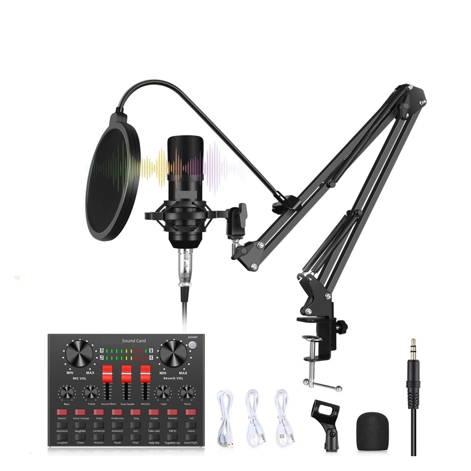 Sound Card Mixer Noise Reduction Microphone Voice Live Broadcast Kits For Phone Singing Gaming ,Professional Equipment