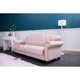 thumbnail image 3 of Roll-up arm double armrest backrest with buttons 81.9" pink velvet living room apartment studio sofa, 3 of 9