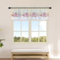 thumbnail image 2 of Sheer Valance Curtains for Kitchen Living Room Decor, Mother''s Day Pink Flowers and Light Yellow Stripes Semi Sheer Curtain Voile Valance Rod Pocket Window Treatment Short Curtain Panel 54"x18", 2 of 6