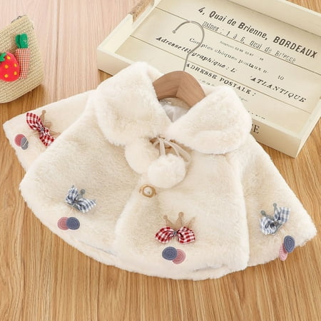 

Leutsin Toddler Baby Girls Winter Cartoon Faux-Fur Cape Windproof Coat Warm Cloak