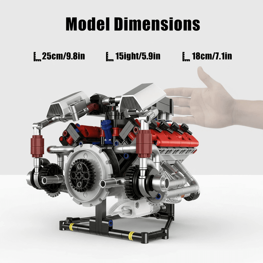 V8 Engine Kit That Work, Visible Car Engine Model Kit with Motor and Lights, Build Your Own Car Engine Kit with App Control Kit, STEM Project for Kids Adults 14+