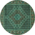 thumbnail image 1 of Ahgly Company Machine Washable Indoor Round Persian Turquoise Blue Traditional Area Rugs, 7' Round, 1 of 4