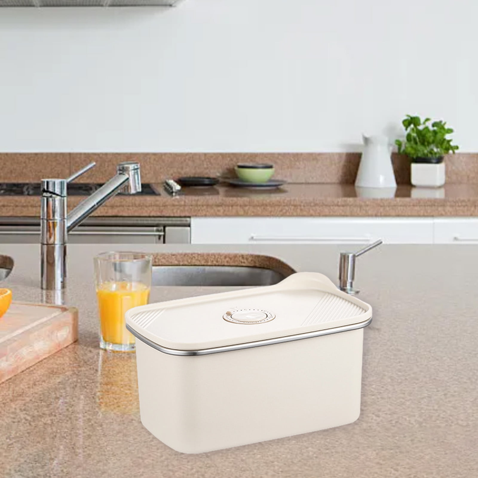 Microwaveable Stainless Steel Airtight Food Storage Container | Leak-Proof Odor-Free Lunch Box | BPA-Free 403 Steel | Stackable Bento for Meal Prep | 1 Pc | Beige | 23.5x19.1x9.6 cm