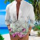 thumbnail image 1 of Camisa de manga larga con estampado floral para hombre, moderna, informal, con solapa y botones, para fiestas sociales, cómoda, de talla grande, 1 of 6