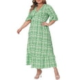 thumbnail image 2 of Vestido largo A Line de media manga en V para mujer plus size GRACE & GRANDEUR 3X verde, 2 of 6