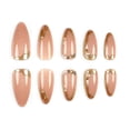 thumbnail image 4 of Gold Press on Nails French Tip Fake Nails Almond False Nails Press Ons Pearl Glossy Full Cover Acrylic Glue on Nail Medium Artificial Stick on Nail or Women Manicure 24Pcs, 4 of 7