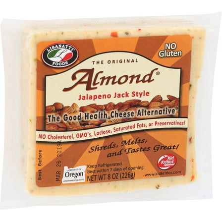 Lisanatti Almond Jalapeno Jack Style Chunk Cheese, 8 Ounce -- 12 per case.