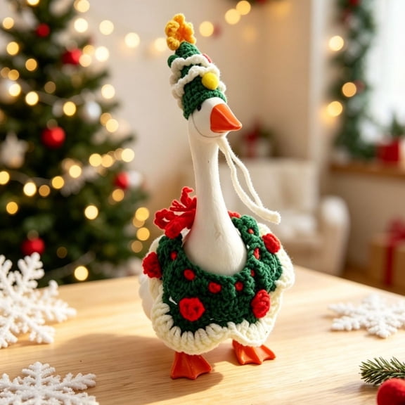 AZXY 7 Inch Desk Goose Outfits, Christmas Goose Clothes Dress for Small Table Goose Statue, Duck Clothes, Holiday Goose Clothing for Indoor Desk Office Tabletop Christmas Decoration