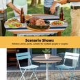 thumbnail image 6 of Elastic Fitted Round Tablecloth, Orange Grey Striped Waterproof Stretch Table Cover for 55"-60" Tables, Farmhouse Stripes Modern Abstract Art Washable Outdoor Tablecloths for Patio, Picnic, Camping, 6 of 9