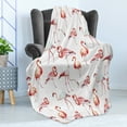 thumbnail image 4 of Flamingo Soft Flannel Fleece Throw Blanket, Watercolor Repetitive Pattern with Exotic Birds Animal Themed Image, Cozy Plush for Indoor and Outdoor Use, 70" x 90", Pale Pink Coral, by Ambesonne, 4 of 5