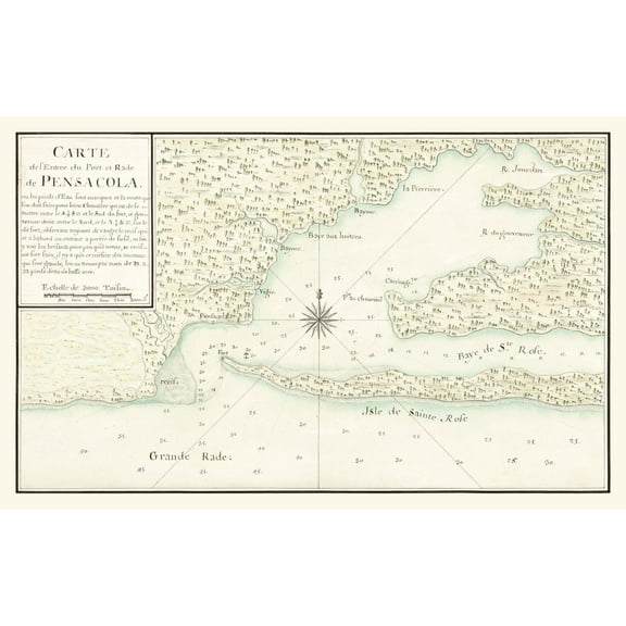 Historic City Map - Pensacola Florida - 1780 - Vintage Wall Art
