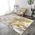 thumbnail image 2 of Kids Area Rugs Washable Home Modern Rugs Soft Non-slip Carpets Marble Swirls Fluid Luxury Area Rug For Living Room, Bedroom And Indoor Decoration, Kitchen Floor Mat, Gold Silver-4x6ft, 2 of 8