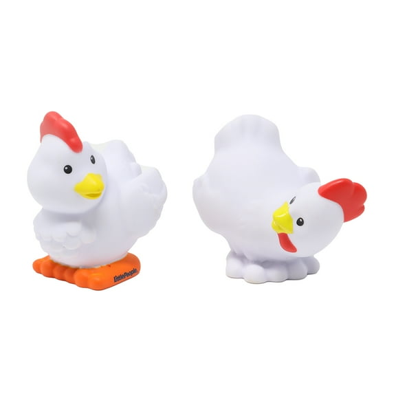 Replacement Parts for Collectible Fisher-Price Little People Christmas Nativity Playset FPT07 and Barnyard Farm Playset - Replacement Pair of White Chicken and Rooster Figures