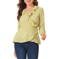 thumbnail image 6 of Allegra K Women's Ruffle V-Neck Blouse Floral Self Tie Wrap Peplum Top, 6 of 7
