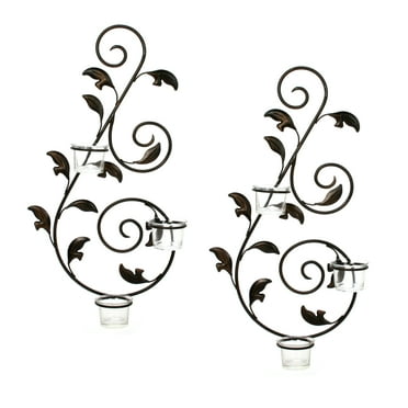 Hosley's Set of 2, 18 inch High, Iron Wall Sconce with Tea Light Candles