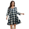 thumbnail image 4 of VEPKUL V Neck Plus Size Dresses 3/4 Sleeve Casual Loose Swing Fall Dress with Pockets Flower51_3X, 4 of 9