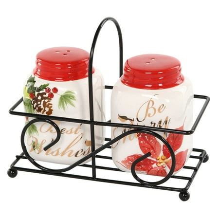 Be Merry Best Wishes Holiday Sentiments Salt and Pepper Shaker