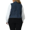 thumbnail image 3 of Agnes Orinda Plus Size Denim Vest for Women Lapel Sleeveless Casual Waistcoat Jean Vest Jacket 1X Dark Blue, 3 of 6