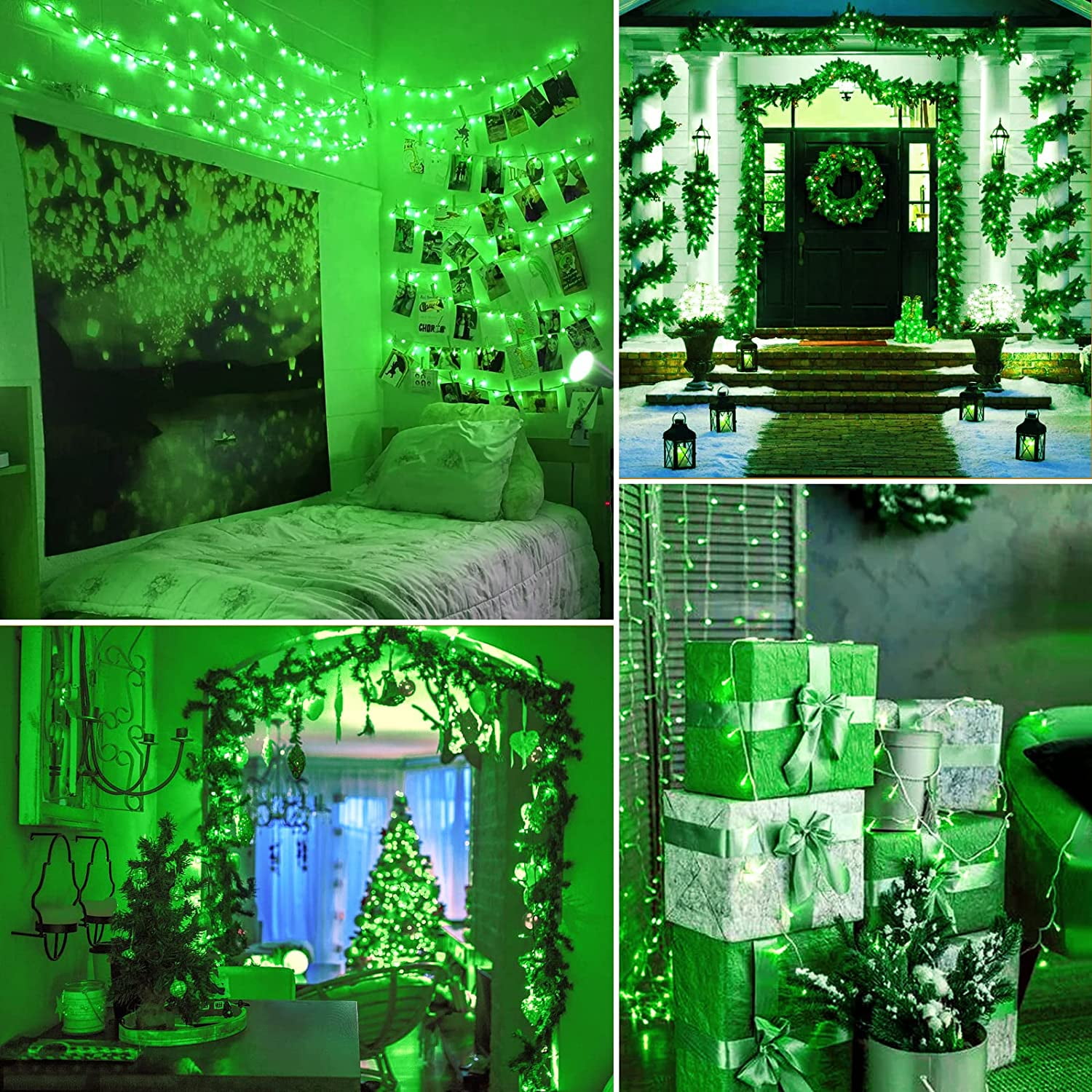 JMEXSUSS St Patricks Day Decorations, Connectable 100 LED St Patricks Day Lights, 8 Modes Plug-in Green Christmas Lights Indoor, 33ft Clear Wire Grinch Green String Light Outdoor for Grinch Tree Deco