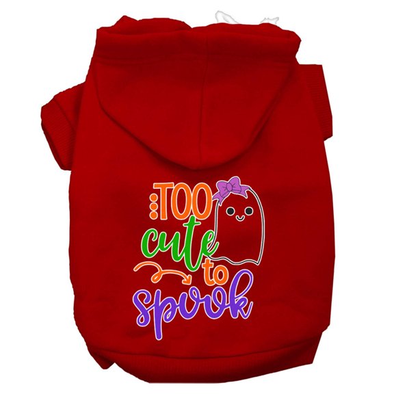 Halloween Pet, Dog Cat Hoodie Screen Printed, "Too Cute To Spook Girly Ghost"