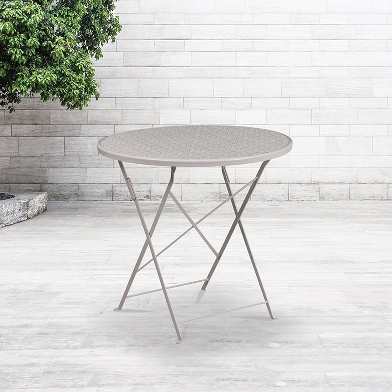 Commercial Grade 35 25 Rd Lt Gy Indoor, Commercial Grade Aluminum Grey Round Glass Outdoor Dining Table