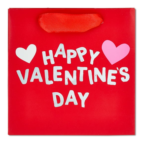 Happy Valentine's Day Gift Bags, Silver, 5" x 3" x 5", 6 Count, by Way To Celebrate